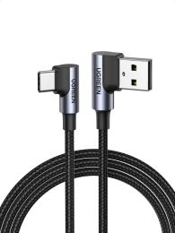Дата-кабель Ugreen US176 Angled Black USB 2.0 to Angled USB Type-C 2m (20857)