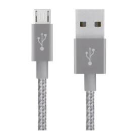 Дата-кабель Belkin Mixit Metallic USB 2.0 (тато) - MicroUSB (тато) 3m Gray (F2CU021bt10-GRY)