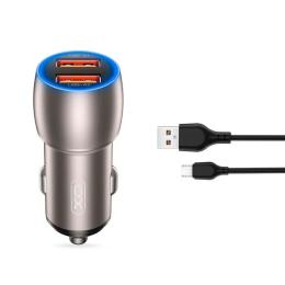 Автомобільний зарядний пристрій для телефона XO CC52 Black QC 3.0 36W/2USB + MicroUSB Cable