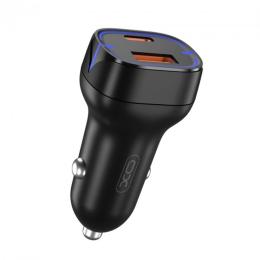Автомобільний адаптер для телефона XO CC37 Black 1 USB QC 3.0 Type-C PD 20W