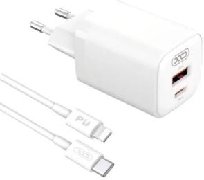 Мережевий зарядний пристрій для телефона XO L96 + Type-C to Lightning Cable White