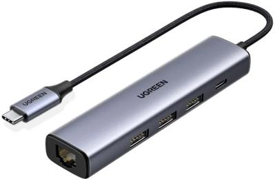 USB-хаб Ugreen CM475 Type C to 3xUSB Space Gray +Gigabit Converter with PD(UGR-20932)