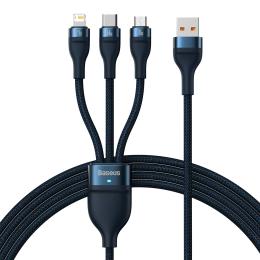 Дата-кабель Baseus Flash Series 2 One-for-three CASS040003 USB (тато) - MicroUSB/Lightning/Type-C (тато) Blue 1.2m 66W