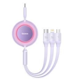 Дата-кабель Baseus Bright Mirror 2 3-in-1 CAMJ010205 USB-C (тато) - USB-C/Lightning/Micro-USB (тато) Purple 1.1m 100W
