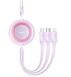 Дата-кабель Baseus Bright Mirror 2 3-in-1 CAMJ010005 USB-A (тато) - USB-C/Lightning/Micro-USB (тато) Purple 1.1m
