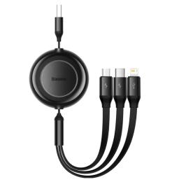 Дата-кабель Baseus Bright Mirror 2 3-in-1 CAMJ010001 USB-A (тато) - USB-C/Lightning/Micro-USB (тато) Black 1.1m