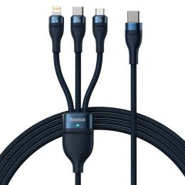 Дата-кабель Baseus Flash Series 2 One-for-three CASS030203 USB (тато) - MicroUSB/Lightning/Type-C (тато) Blue 1.5m 100W