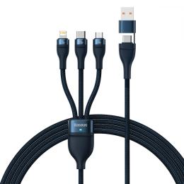 Дата-кабель Baseus Flash Series 2 Two-for-three CASS030103 USB/Type-C (тато) - MicroUSB/Lightning/Type-C (тато) Blue 100W 1.2m