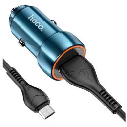 Автомобільний зарядний пристрій для телефона Hoco Z46 Blue shield Blue Cable Micro USB