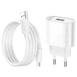 Мережевий зарядний пристрій для телефона Hoco C109A Fighter White + Кабель Micro-USB