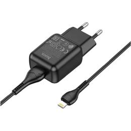 Мережевий зарядний пристрій для телефона Hoco C96A + Type-A to Lightning Cable Black