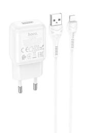 Мережевий зарядний пристрій для телефона Hoco C96A + Type-A to Lightning Cable White
