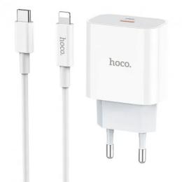 Мережевий зарядний пристрій для телефона Hoco C76A Plus Speed source White + Кабель Type-C - Lightning