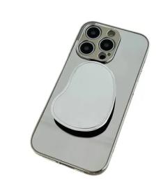 Чохол-накладка Infinity Luxury Electroplate для iPhone 14 Pro Silver +попсокет