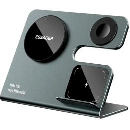 Бездротовий зарядний пристрій Essager Ruicheng desktop magnetic suction three in one wireless charging of 15W Black (EWXZM-RC0G-Z)