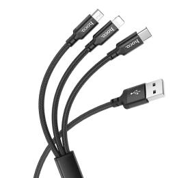 Дата-кабель Hoco Times speed X14 USB (тато) - Lightning/MicroUSB/Type-C (тато), 1m Black 3в1