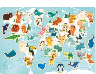 Магнітна гра Janod J05468 Карта світу з тваринами