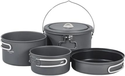 Набір туристичного посуду Naturehike CNH22CJ002 2 каструлі, казанок, сковорода (6927595799406)