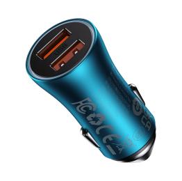 Автомобільний адаптер для телефона Baseus Golden Contactor Max Dual Fast Charger Car Charger Blue 2USB 60W