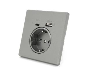 Розетка Voltronic Socket Gray AC:110-250V / 16A, Type-C / USB