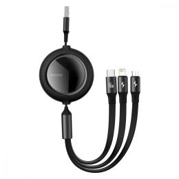 Дата-кабель Baseus Bright Mirror 2 Series 3-in-1 USB Type-A (тато) - micro USB + Lightning + USB Type-C (тато) 1.1m Black 66W (CAMJ010101)