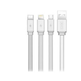 Дата-кабель XO NB18 USB-A (тато) - Lightning/microUSB/USB-C (тато) 1m White