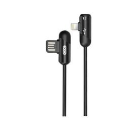 Дата-кабель XO NB38 Type-A (тато) - Lightning (тато) 1m Black Adapter L-Shape