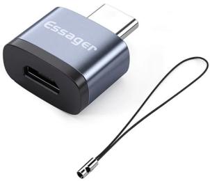 Перехідник Essager Soray OTG MicroUSB (мама) - Type-C (тато) Gray (EZJMC-SRC0G)