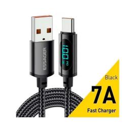 Дата-кабель Essager EXCT-XY01-P Type-A (тато) - Type-C (тато) 1m Black Enjoy LED Digital Display 7A Charging