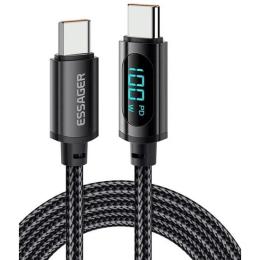 Дата-кабель Essager EXCTT1-XY01-P Type-C (тато) - Type-C (тато) 1m Black Enjoy LED Digital Display 100W
