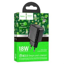 Мережевий зарядний пристрій для телефона Hoco CS21A Rich single port QC3.0 charger set Black USB-A / USB-C