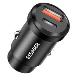 Автомобільний адаптер для телефона Essager (ECCAC-TL01) Black Gyroscope Mini Charger 30W