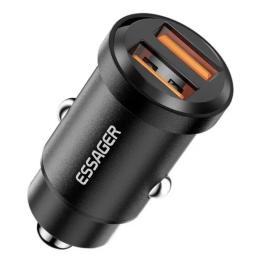 Автомобільний адаптер для телефона Essager (ECC2A-TL01) Black Gyroscope Mini Charger 30W
