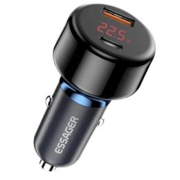 Автомобільний адаптер для телефона Essager (ECCPD-HJ03) Blue Torch Digital Display Car Charger 65W