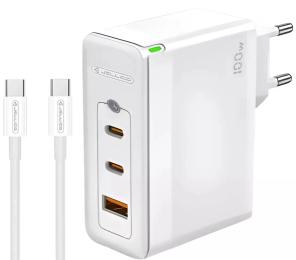 Мережевий зарядний пристрій для телефона Jellico C118 USB + 2PD + Type-C to Type-C cable White