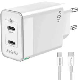 Мережевий зарядний пристрій для телефона Jellico C121 2PD 40W + Type-C to Type-C cable White