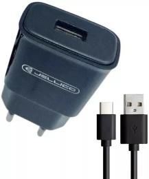 Мережевий зарядний пристрій для телефона Jellico C36 1USB 2, 1A 10W + Type-C cable Black