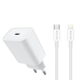 Мережевий зарядний пристрій для телефона Jellico C8 1PD + Type-C to Lightning cable White