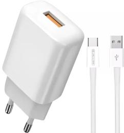 Мережевий зарядний пристрій для телефона Jellico EU01 1USB 12W + Type-C cable White