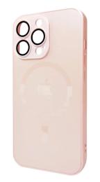 Чохол-накладка Infinity AG Glass Matt Frame Color MagSafe Logo для Apple iPhone 13 Pro Chanel Pink