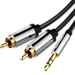 Аудіо-кабель Vention BCFBH AUX 3.5 mm (тато) - 2xRCA (тато), 2 m Black