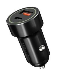 Автомобільний адаптер для телефона XO CC32 Black PD + QC3.0 20W USB/TypeC