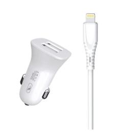 Автомобільний зарядний пристрій для телефона SkyDolphin SZ09L + Lightning White (AZP-000108)