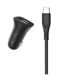 Автомобільний зарядний пристрій для телефона SkyDolphin SZ09T + USB Type-C Black (AZP-000110)