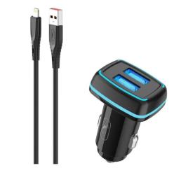 Автомобільний зарядний пристрій для телефона SkyDolphin SZ18L + Lightning Black (AZP-000099)