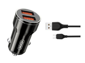 Автомобільний зарядний пристрій для телефона XO CC48 Smart Metal + Micro-USB Black (XO-CC48M-BK)