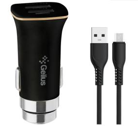 Автомобільний зарядний пристрій для телефона Gelius GP-CC01 + MicroUSB Black 2USB 3.1A 15W
