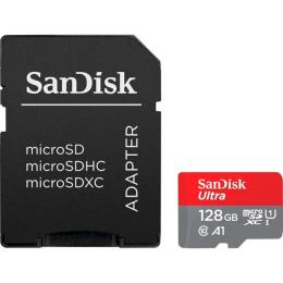 Карта памяті SanDisk 128 GB microSDXC UHS-I U1 A1 Class 10 Ultra (SDSQUAB-128G-GN6MA) + SD-adapter