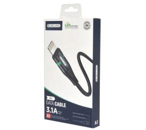 Дата-кабель Jellico A1 USB (тато) - Apple Lightning (тато) 1 м Black LED