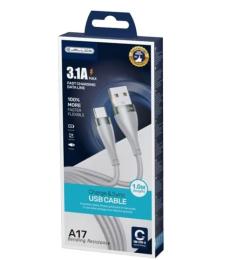 Дата-кабель Jellico A17 USB (тато) - Type-C (тато) 1 м Gray